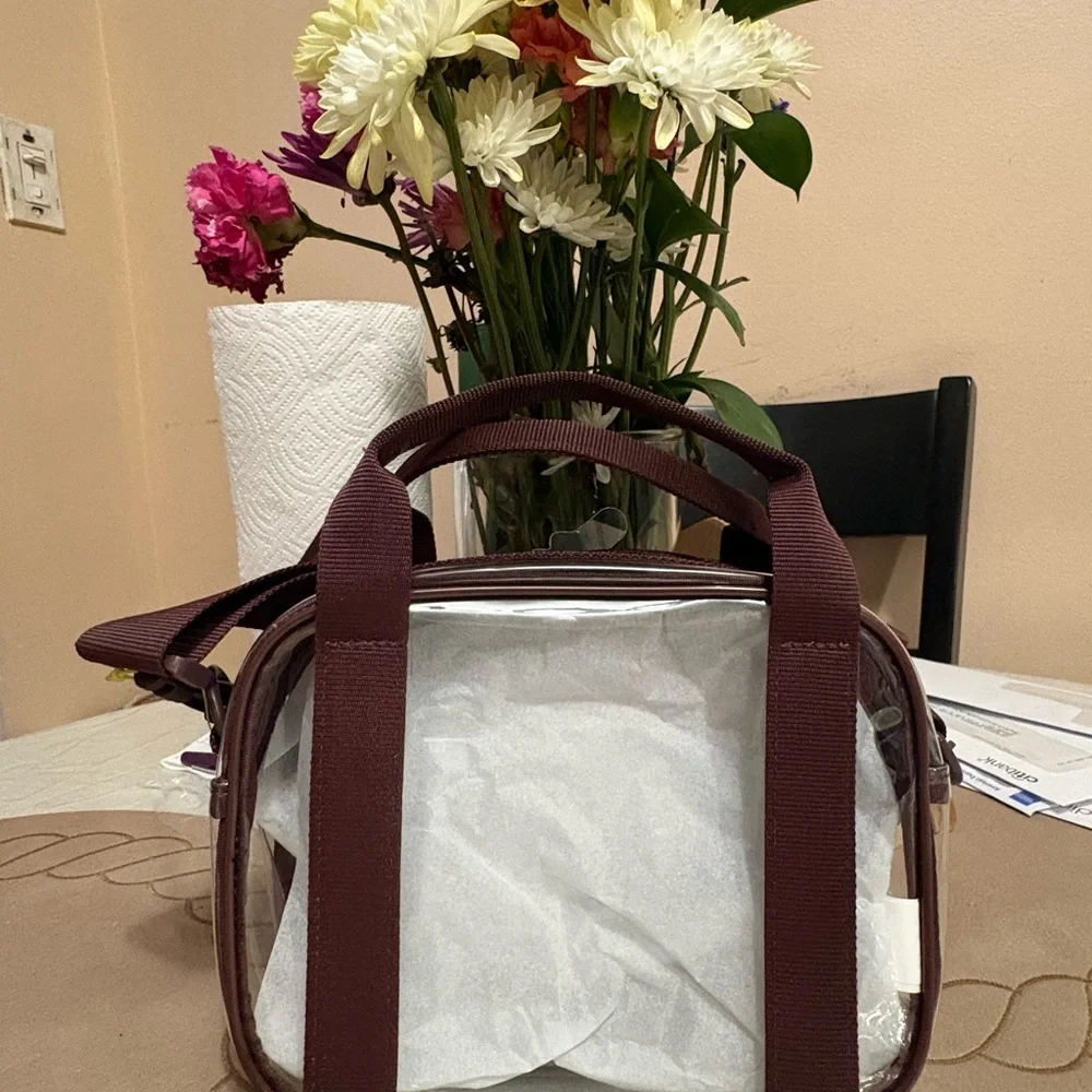 All in Motion Clear Burgundy Cosmetic Bag